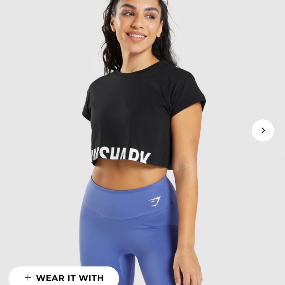 Gymshark Fraction Crop Top - Black - Medium